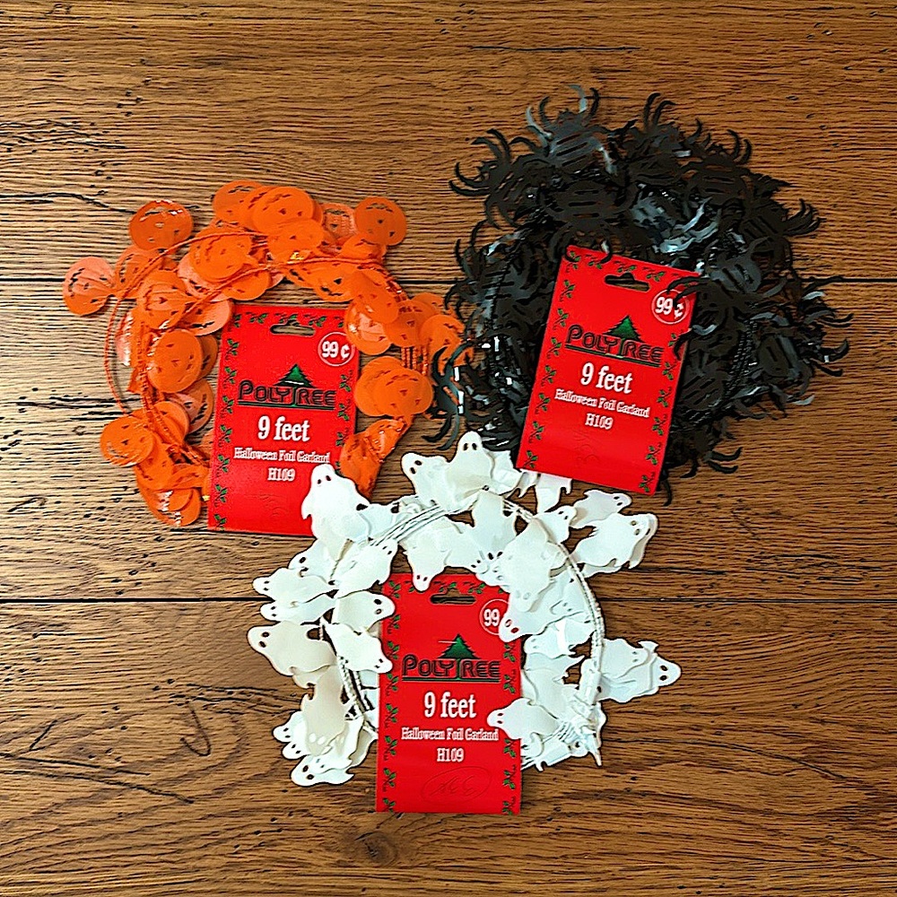 Vintage Halloween Foil Garland Lot of Three pumpkins ghosts spiders NWT - Picture 5 of 5